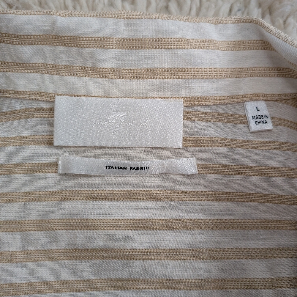 7 For All Mankind Linen Cotton Italian Fabric Blend Striped Button Down Blouse - Picture 3 of 7